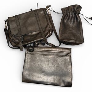 Vintage ROOTS LORDS Black Leather Bag Case Pouch Bundle LOT X 3 Pieces Unisex